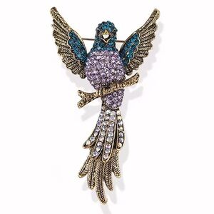 Anthro! Vintage lux unique Multicolor Bird Brooch